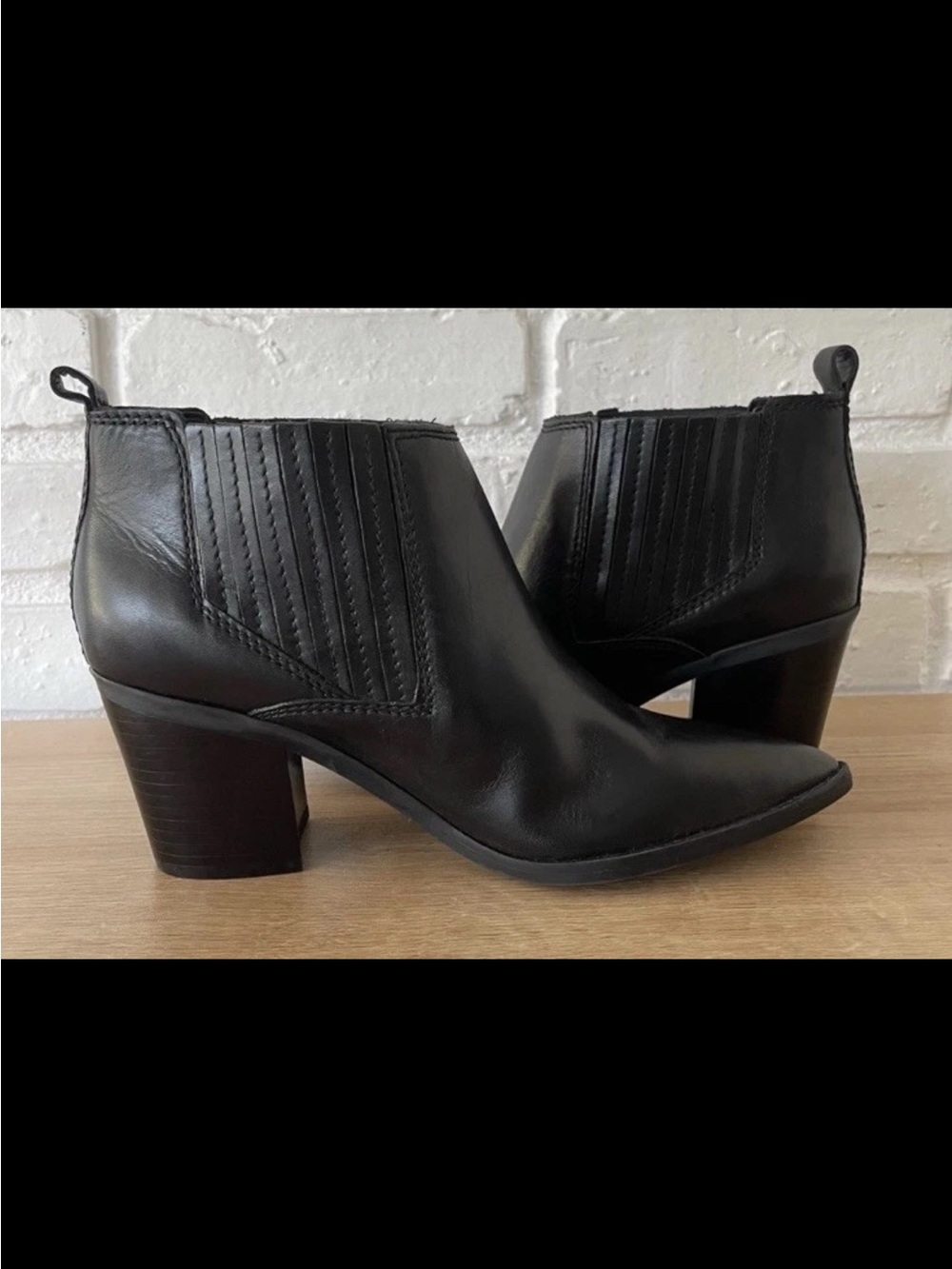 MARC FISHER Alva Black Leather Pointed Toe Ankle Women's Booties Boots Sz 5 New